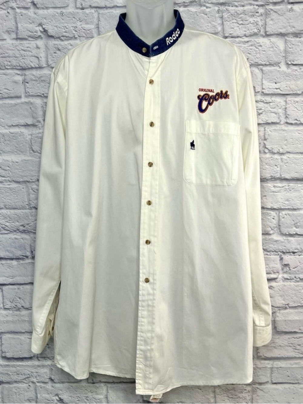 Vintage Men's Coors Rodeo Band Collar Long Sleeve Button Down Western Shirt XL - Picture 2 of 6